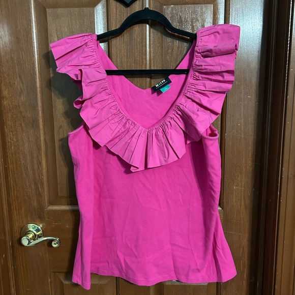 Maeve by Anthropologie Sleeveless Top with Ruffle V Neck Size 1X - Picture 1 of 2